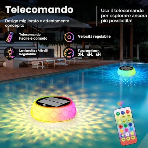 yowin Solar Floats with Remote Control, LED RGB IP68 Waterproof Light for Pool Above Ground Pool Colour Changing for Pond Garden Spa Hot Tub