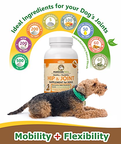 Makondo Pets Hip and Joint Supplement with Glucosamine for Dogs, Turmeric, Chondroitin, MSM, Vitamins, Fish Oil and Natural Boswellia - Get The Best Joint Supplement for Dogs