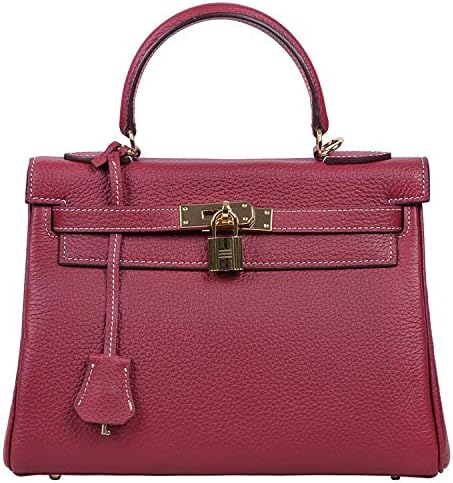 GetThatBag ® Ava Genuine Leather Padlock Handbags Shoulder Bags with Gold Hardware