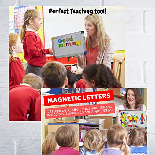 KOKO AROMA 291Pcs ABC Magnets Board Magnetic Letters Numbers and Shapes for Kids Toddlers with Storage Double-Side Drawing Whiteboard Uppercase Lowercase Foam Alphabet - Spelling Learning Games Set