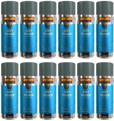 Hycote Grey Primer 400ml Pack of 12 Grey Primer Spray Paint