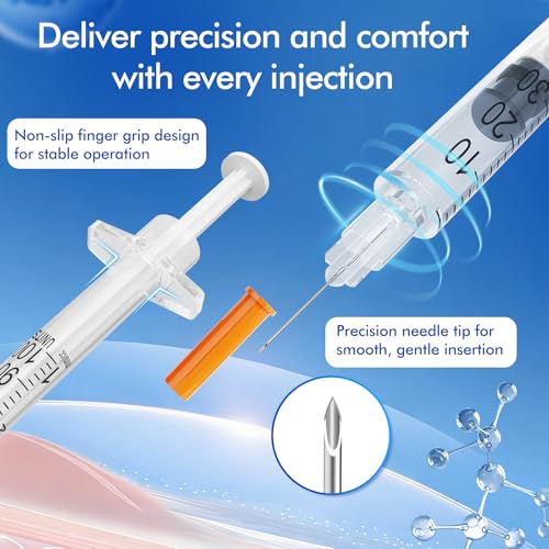 U-100 Insulin Syringes 100Pack 1ml/cc 30G 5/16" (8mm) with Needle | Individually Wrapped, Disposable Diabetic Syringes | Ultra-Fine for Comfort & Precision