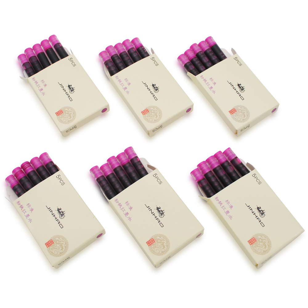 30pcs JINHAO Ink Cartridges Fountain Pen Refills for JINHAO and Baoer Pen Standard Size (Pink)