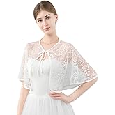 Makroyl Women's Wedding Cape Capelet Shawl Bridal Cover Up Wrap Bolero For Evening Dress Party