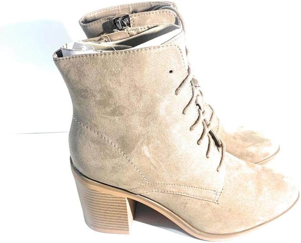 Womens Lace Up Heel Boots Taupe Boots