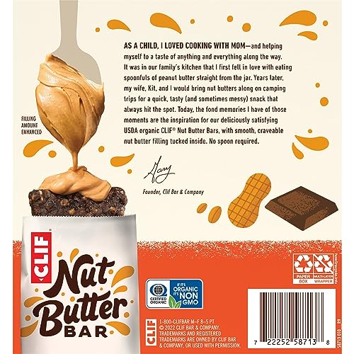 CLIF NUT BUTTER BAR – CHOCOLATE PEANUT BUTTER – ENERGY SNACK BARS – NON-GMO – USDA ORGANIC – PLANT BASED – LOW GLYCEMIC – 1.76 OZ. (5 PACK)