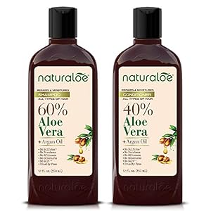 Naturaloe Aloe Vera and Argan Oil Shampoo and Conditioner Set – For Strong and Shiny Hair – Infused Shampoo for All Hair…