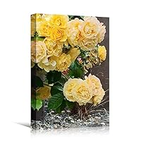 Canvas Wall Art Yellow Petals Colorful Farmhouse/Country Floral Multicolor Patterns Photography - 12x18 inches