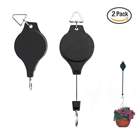 2 Piece Plant Pulley Retractable Hanging Flower Basket Hook Hanger