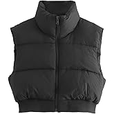 KEOMUD Women's Winter Crop Vest Lightweight Sleeveless Warm Outerwear Puffer Vest Padded Gilet