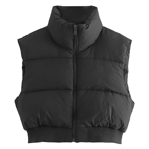 KEOMUD Women's Winter Crop Vest Lightweight Sleeveless Warm