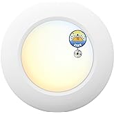 JULLISON 6 Inch LED Low Profile Disk Light with Dusk to Dawn Sensor, 120VAC, 15W, 5CCT Color Changing, 1000LM, Non-Dimmable, 
