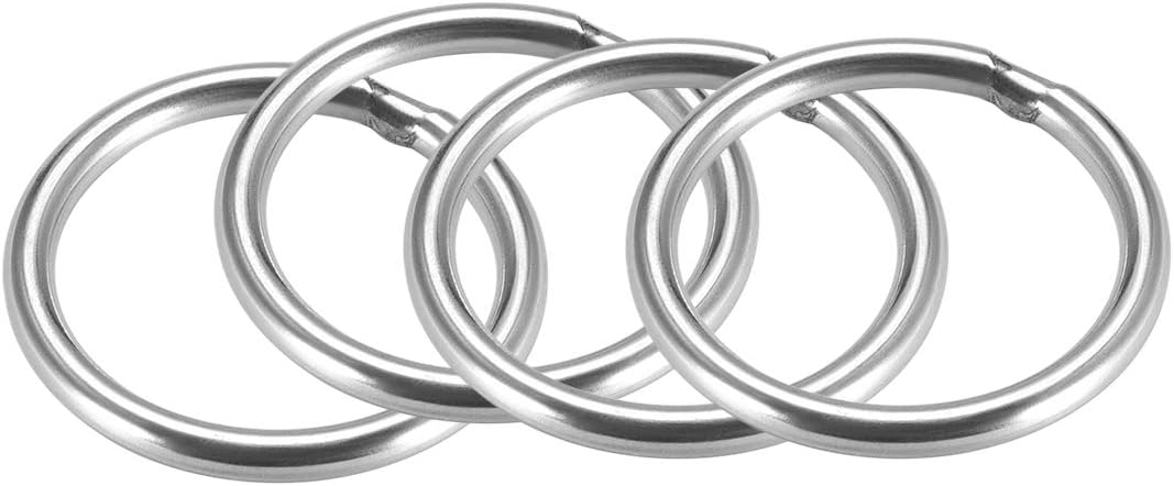 sourcing map 201 Stainless Steel O Ring 30mm(1.18") Outer Diameter 3mm Thickness Strapping Welded Round Rings 4pcs