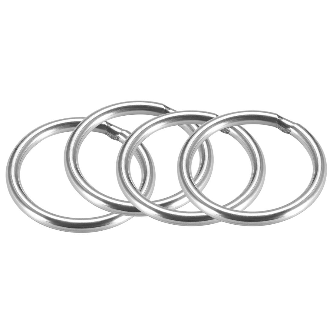 sourcing map 201 Stainless Steel O Ring 30mm(1.18") Outer Diameter 3mm Thickness Strapping Welded Round Rings 4pcs