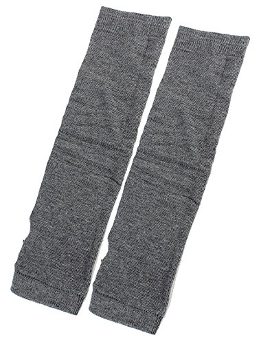 Dark Gray Knitted Fingerless Long Gloves Arm Warmers Pair for Woman