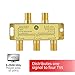 GE Digital 4-Way Coaxial Cable Splitter, 2.5 GHz 5-2500 MHz, RG6 Compatible, Works with HD TV, Satellite, High Speed Internet, Amplifier, Antenna, Gold Plated Connectors, Corrosion Resistant, 33527 primary