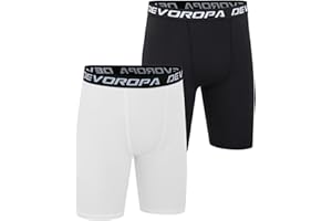 DEVOROPA Youth Boys Compression Shorts Performance Athletic Base Layers Workout Training Underwear Side Pocket