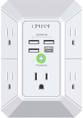 QINLIANF 5 Outlet Wall Charger Surge Protector 1