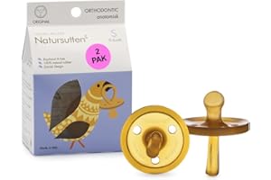 Natursutten Pacifiers 0-6 Months - 2-Pack Original Shield Orthodontic Nipple Natural Rubber Safe & Soft BPA-Free Pacifiers for Breastfeeding Babies - Newborn Pacifiers Made in Italy