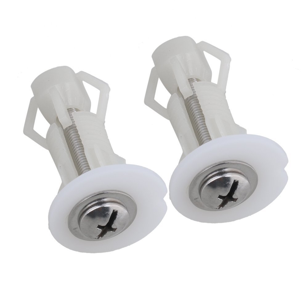 Paor 2pcs Toilet Seat Hinges Toilet Top Cover Lid Seat Fixings WC Blind Hole Fitting White Screws