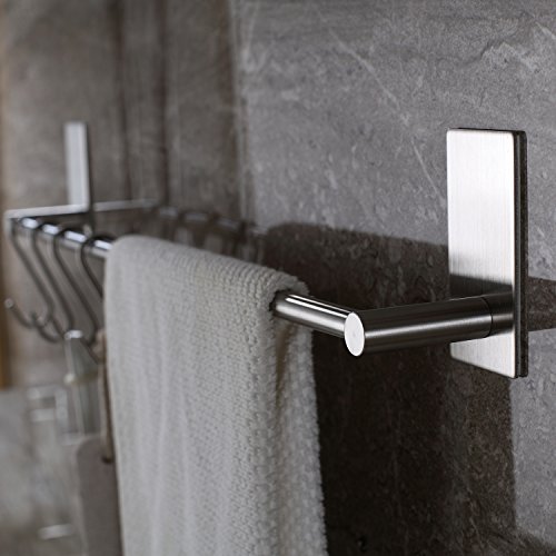 Adhesive Towel Bar - Self Adhesive Bathroom Holder 27.55 Inches Kitchen Cabinet No Drill Towel Rack Stick on Wall SUS 304 Stainless Steel Brushed - YIGII - Thumbnail 4