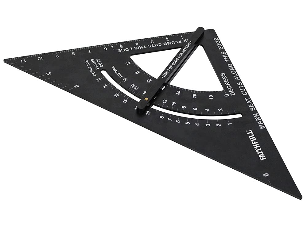 Faithfull FAICSQA12CNC Prestige Adjustable Quick Roofing Square Black Aluminium 300mm (12in)