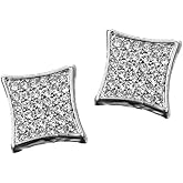 13mm Square Shape Men's Hip Hop Iced Stud Earrings Square Earring Jewelry for Mens Women