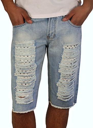 Men's Ripped Denim Shorts from Royal Seven 30 Bleach