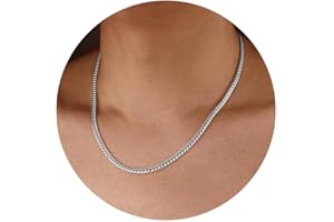 Andsion Italian Solid 14k Gold/Silver Chain Necklace for Men, 4mm 5mm Cuban Link Chain Necklace for Men, Sturdy & Comfortable & Shiny 16/18/20/22/24/26 Inchs