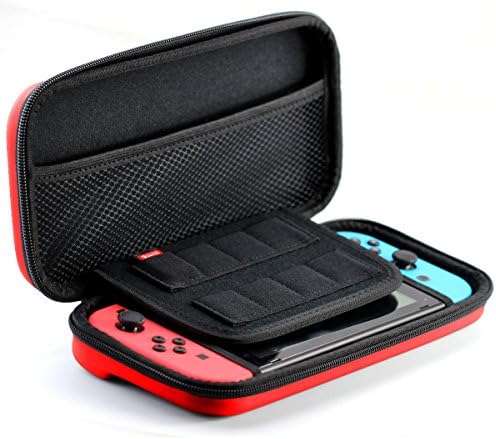 Inepo Nintendo Switch Case EVA Hard Shell Travel Storage Protective Hand Bag for Nintendo Switch (Red)