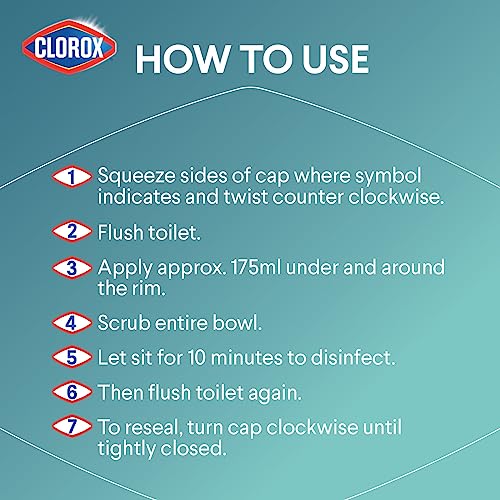 CLOROX TOILET BOWL CLEANER CLINGING BLEACH GEL, OCEAN MIST, 24 FLUID OUNCES (PACKAGE MAY VARY)