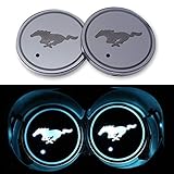 JSAMZ Car Logo LED Cup Pad led Cup Coaster USB Charging Mat Luminescent Cup Pad LED Mat Interior Atmosphere Lamp Decoration Light (Mustang)