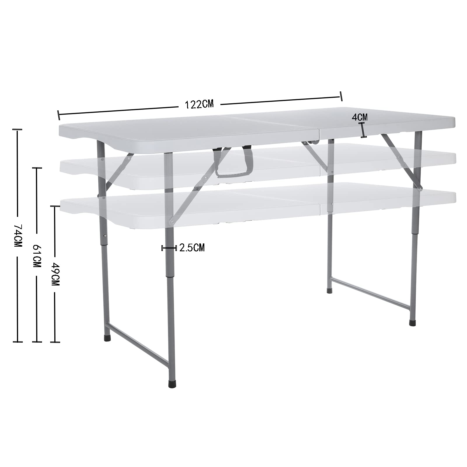 Mua 122CZ Folding Table 4-Foot Portable Plastic Folding Semi Practical ...