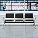 Kintness PU Leather 3-Seat Reception Bench Waiting Room Chair Airport Garden Salon Barber Guest Bench Black