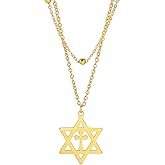 EUEAVAN Star of David Necklace for Women Hexagram Pendant Necklace Amulet Symbo Jewish Israel Religious David Jewelry Gift Women