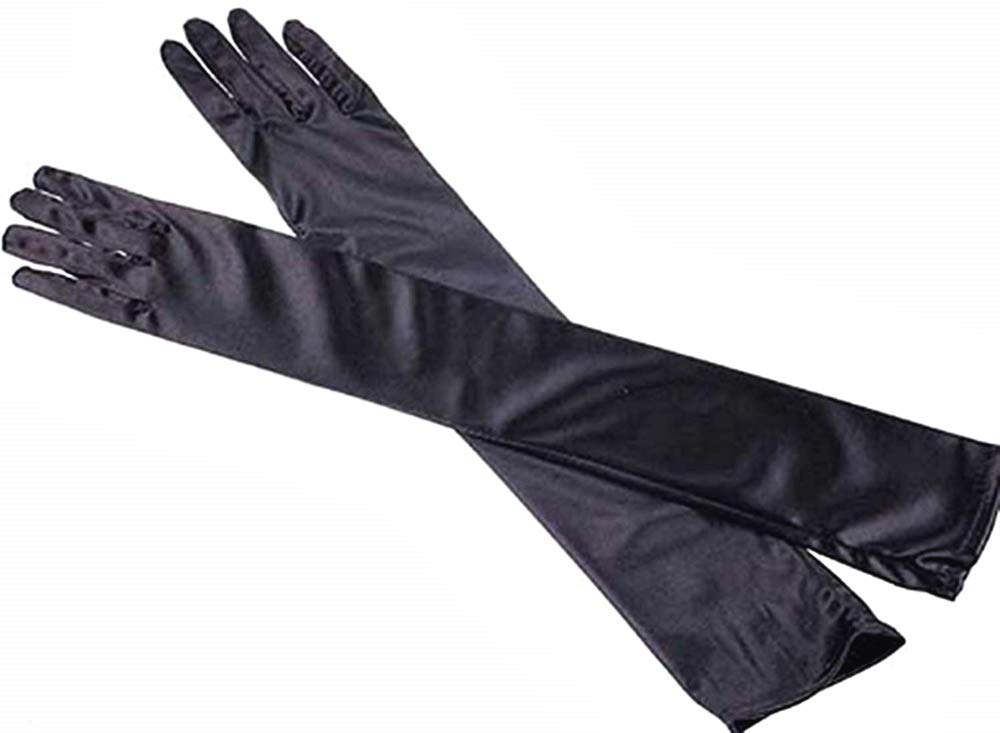 Long gloves woman 20 years - elegant - simple - satin - stretch - black color - Christmas and birthday gift idea