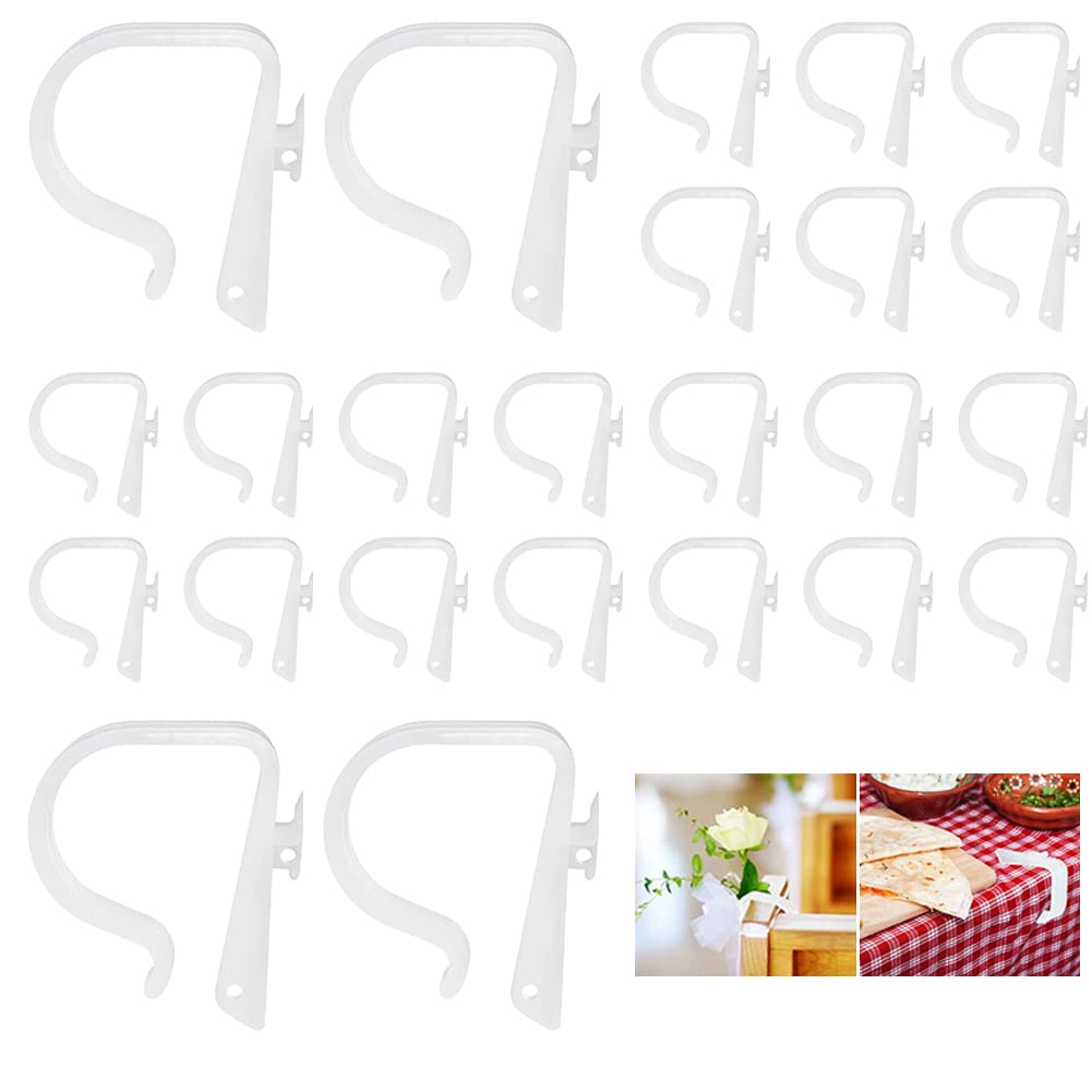 24Pcs Church Pew Clips for Wedding Decorations,TopRui Heavy Duty Plastic Hooks Tablecloth Clips Chair Table Clips for Wedding Ceremony Church Aisle Railing Decorations