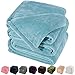 LBRO2M Fleece Bed Blanket Queen Size Super Soft Warm Fuzzy Velvet Plush Throw Lightweight Cozy Couch Blankets ((90x90 Inch) Turquoise