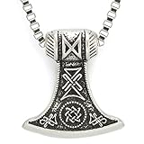 TTK Axe Norse Viking Thors Hammer Pendant Necklace For Men Boys With 23 Inch Box Chain