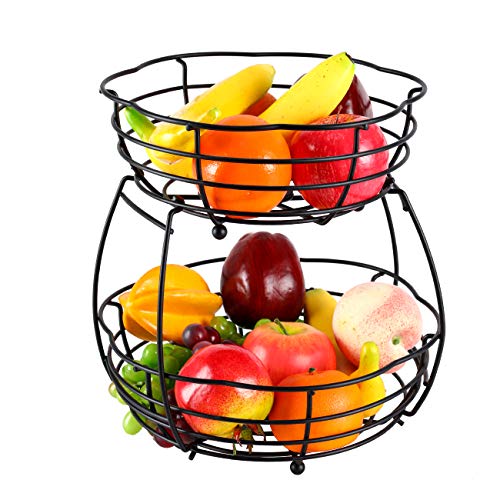 IZLIF-Fruit-Baskets-2-Tier-Metal-Bread-Basket-Storage-Display-Stand-for-Kitchen-with-Screws-Free-Design