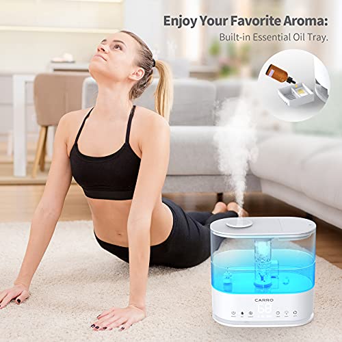 Carro Cool Mist Humidifier for Bedroom Quiet with Essential Oils Diffuser, Ultrasonic Air Humidifiers Large Room | Smart Humidifier| Remote Control | Top Fill | Up to 36H|