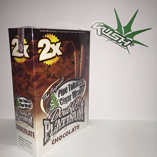 Double Platinum Wraps 2x Chocolate Flavor Box of 25 Packs - Limited Edition Kush Sticker