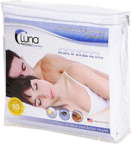 Luna Premium Waterproof Zippered Bed Bug Proof Box Spring Encasement 9" Height - Twin Size - Made In The USA