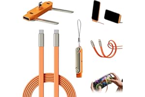 240W Super Fast Charging Cable with 360° Invisible Stand, Detachable 2 in 1 Charger Cord & Phone Holders for Gaming Office Ca