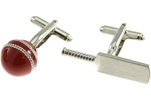 Zac's Alter Ego® Men's Cricket Bat & Ball Cufflinks in Gift Box One Size Red/Silver