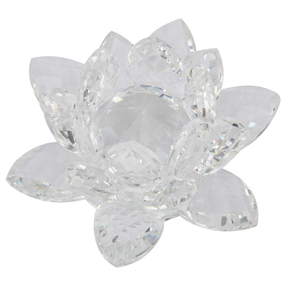 Lotus Flower Crafts Crystal Flower Crystal Clear Crystal Decoration Glass Ornaments for Home Decoration Wedding Party Decoration Car (Transparent color)Festivals