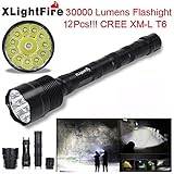 Leegor Flashlight, 30000 Lumens 12x CREE XML T6 5 Mode 18650 Super Bright LED Flashlight 5-Mode Adjustable Brightness,Batteries Not Included - for Hiking, Camping, Emergency Cycling