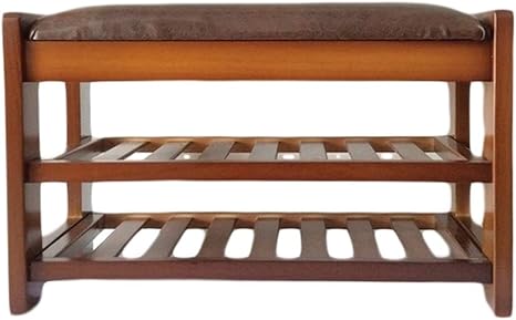 Dfghbn-Storage Home 2-Tier Slated Wood Speicherorganisator Schuhständer