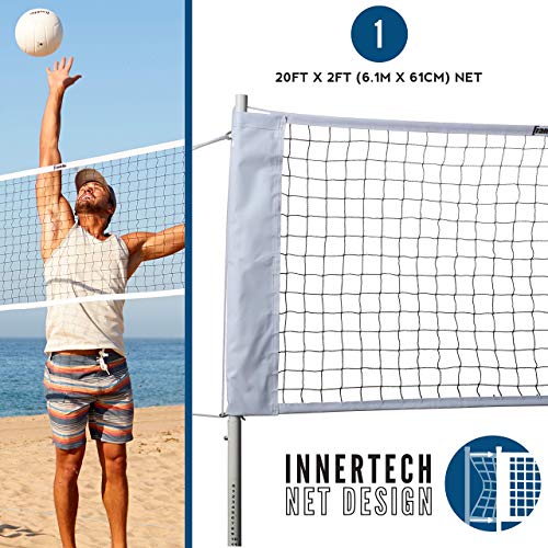 Franklin Sports Volleyball Net Professional Set - Includes Pro Style Volleyball with Pump, Adjustable Net, Stakes, Ropes - Beach or Backyard Volleyball - Easy Setup (Renewed) - Thumbnail 2
