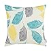 CaliTime Canvas Throw Pillow Cover Case for Couch Sofa Home Decoration Peacock Feathers 18 X 18 Inches Grey Yellow Turquoise
